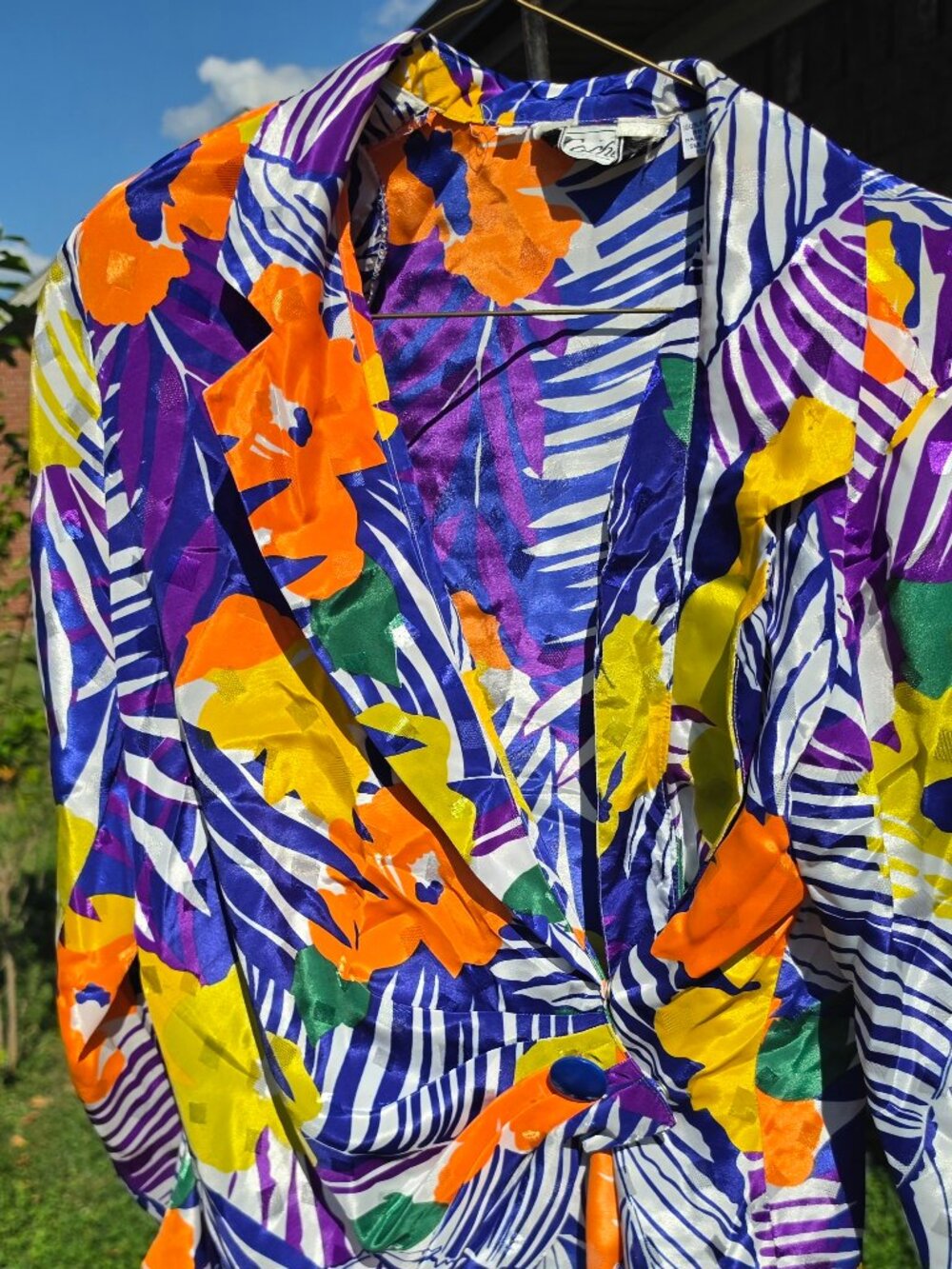 vintage ladies Cachel sz 4 blouse padded shoulders